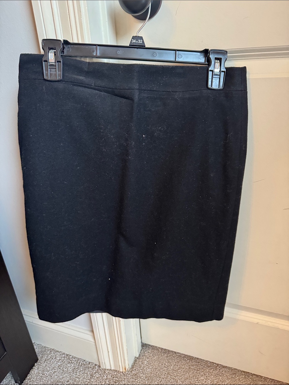 Classic Black Wool Pencil Skirt - Sleek Professional Style